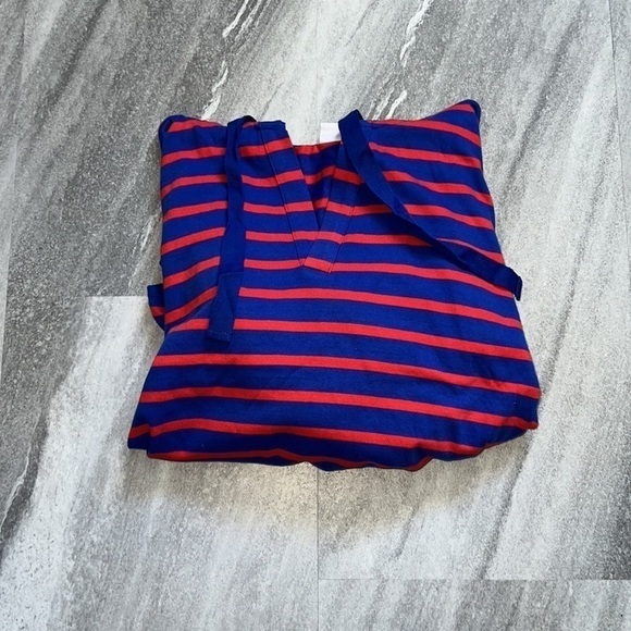 NWOT Gap lightweight v-neck striped cotton hoodie XL cropped red blue - Picture 5 of 9